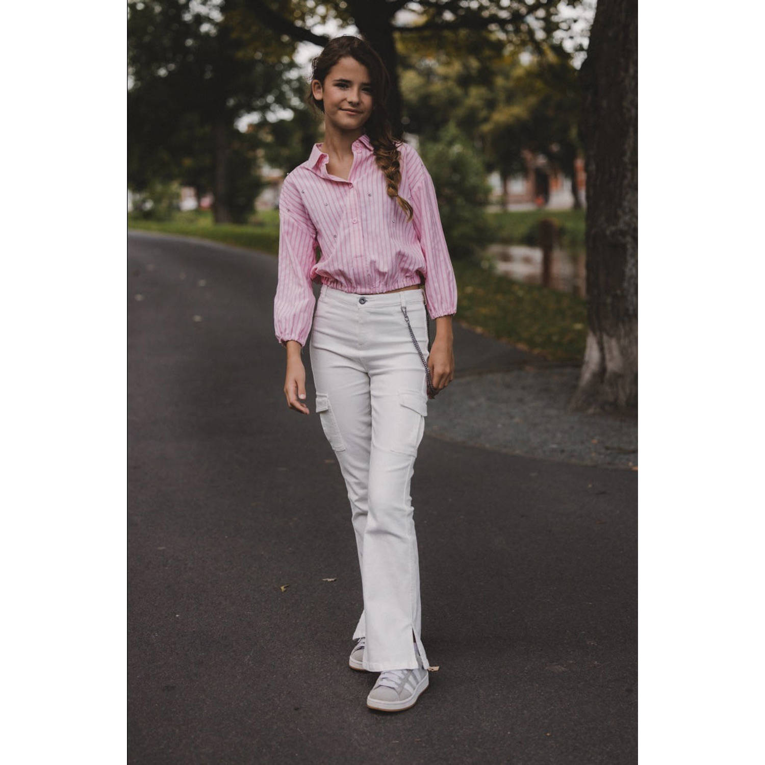LOOXS 10sixteen flared cargo broek wit