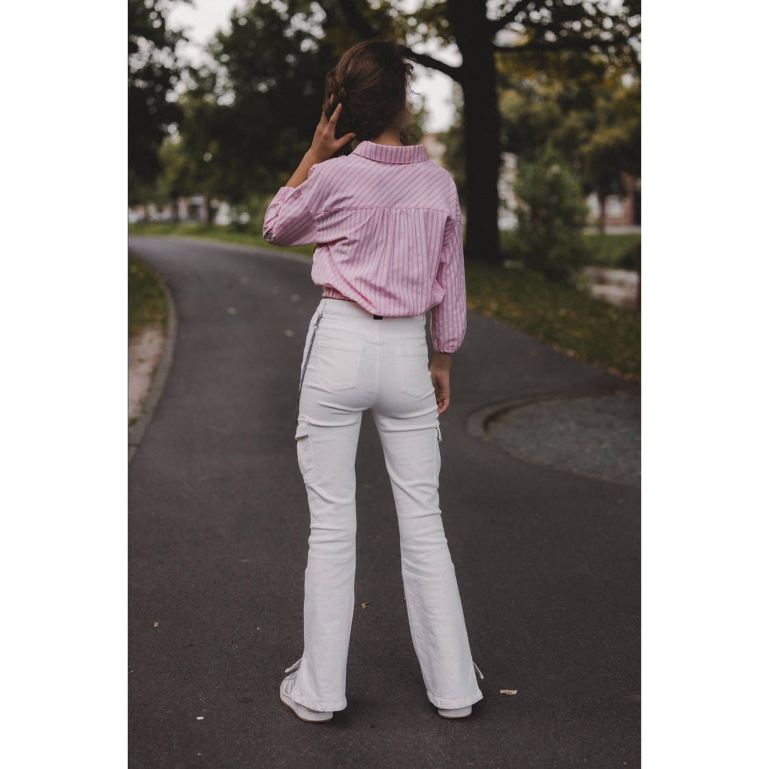 LOOXS 10sixteen flared cargo broek wit