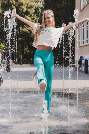 flared broek blauw