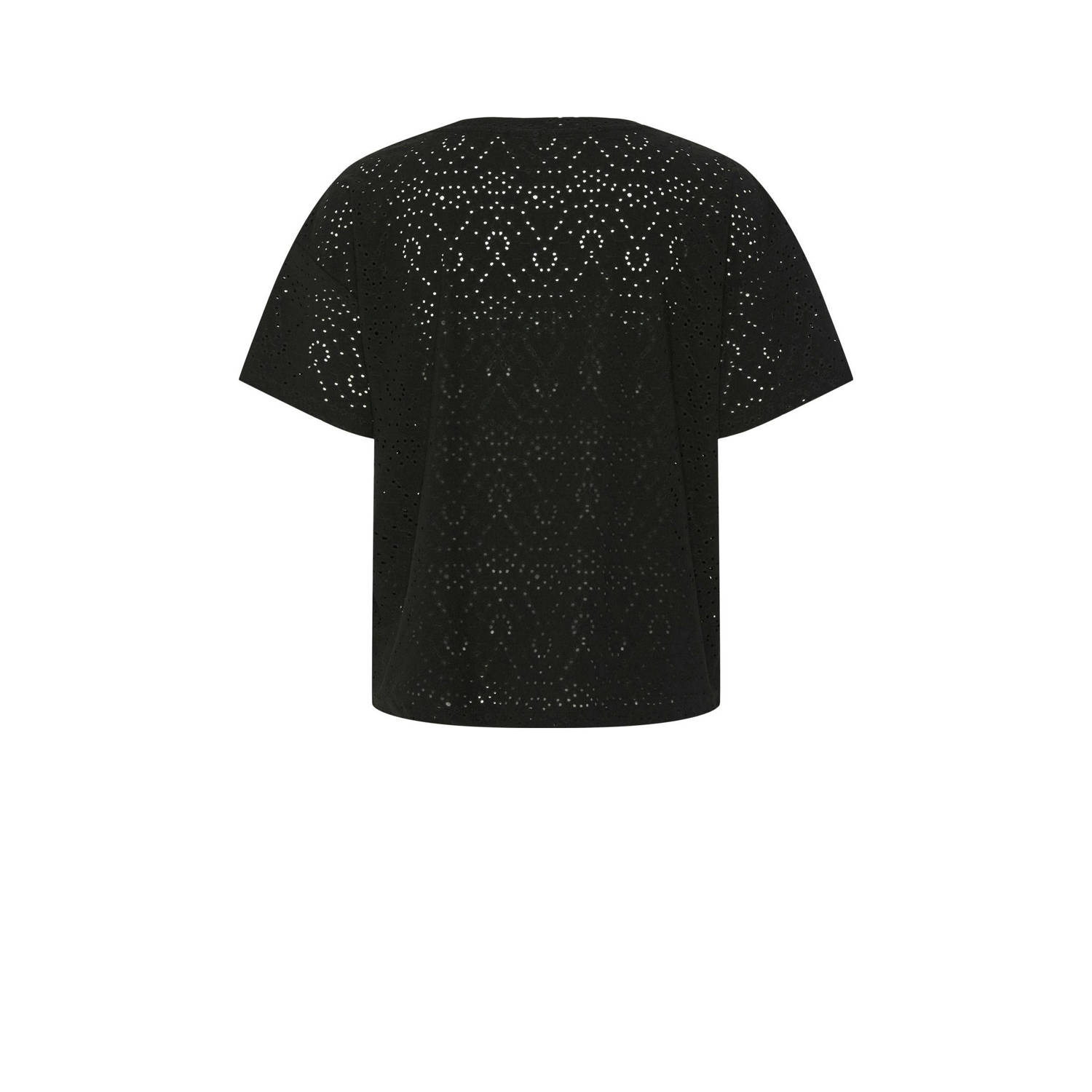 PIECES T-shirt zwart broderie