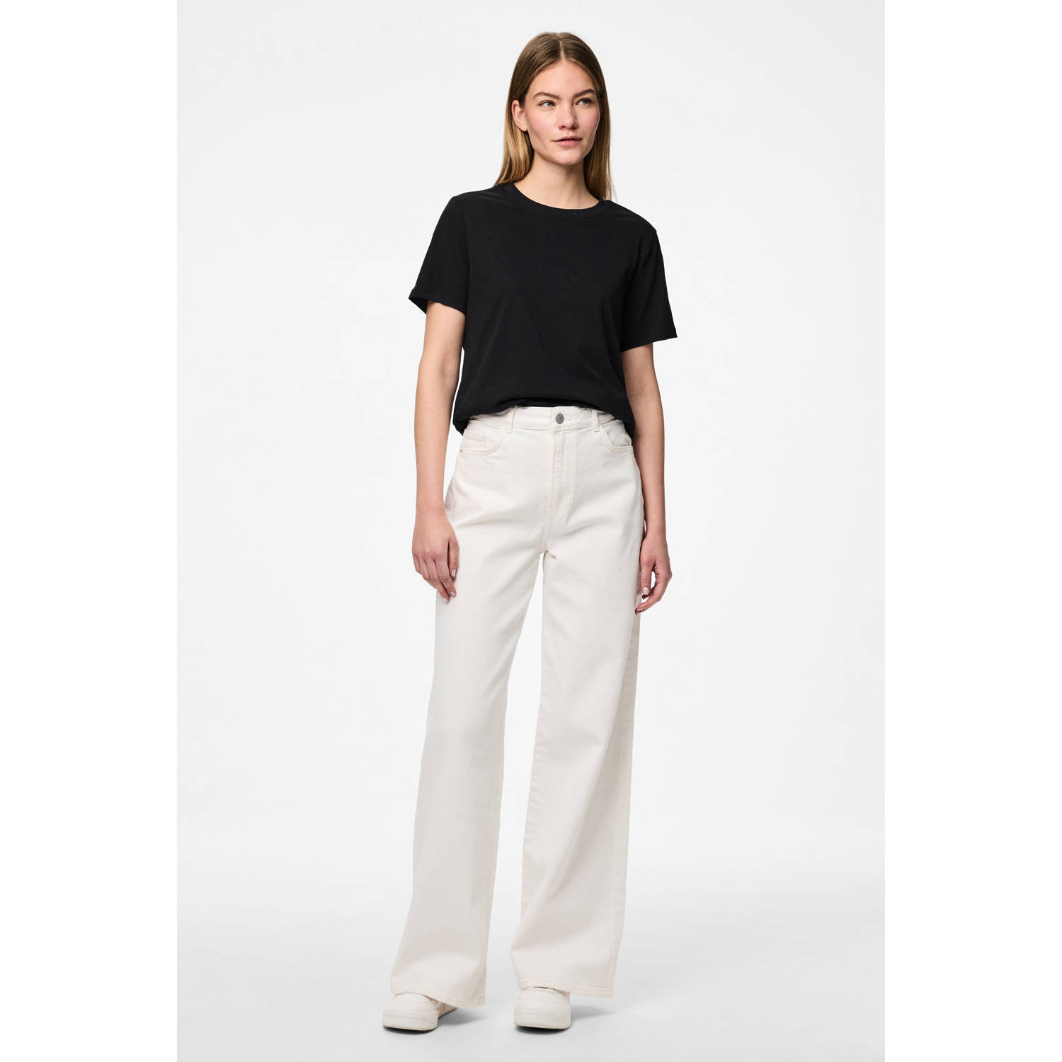 PIECES high waist witte jeans
