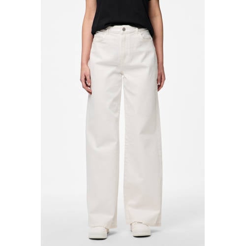 PIECES high waist witte jeans afbeelding