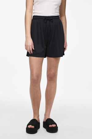 straight high waist casual short zwart