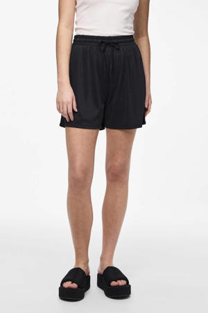 straight high waist casual short zwart