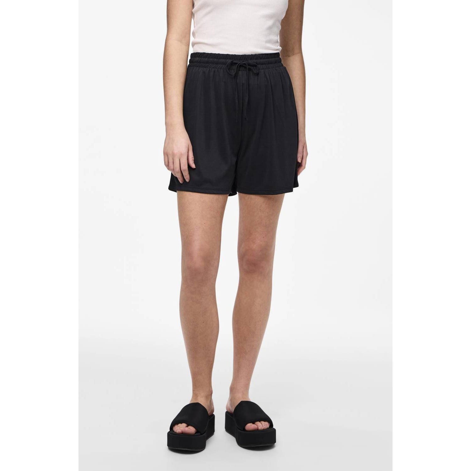 PIECES straight high¬†waist casual short zwart