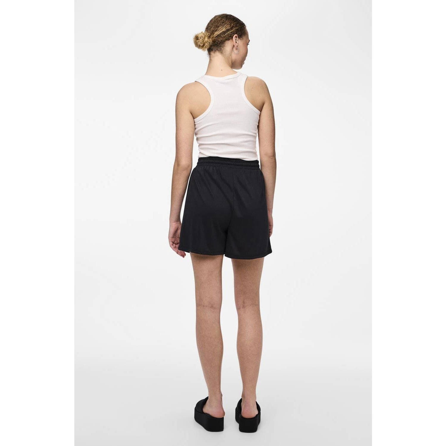 PIECES straight high waist casual short zwart