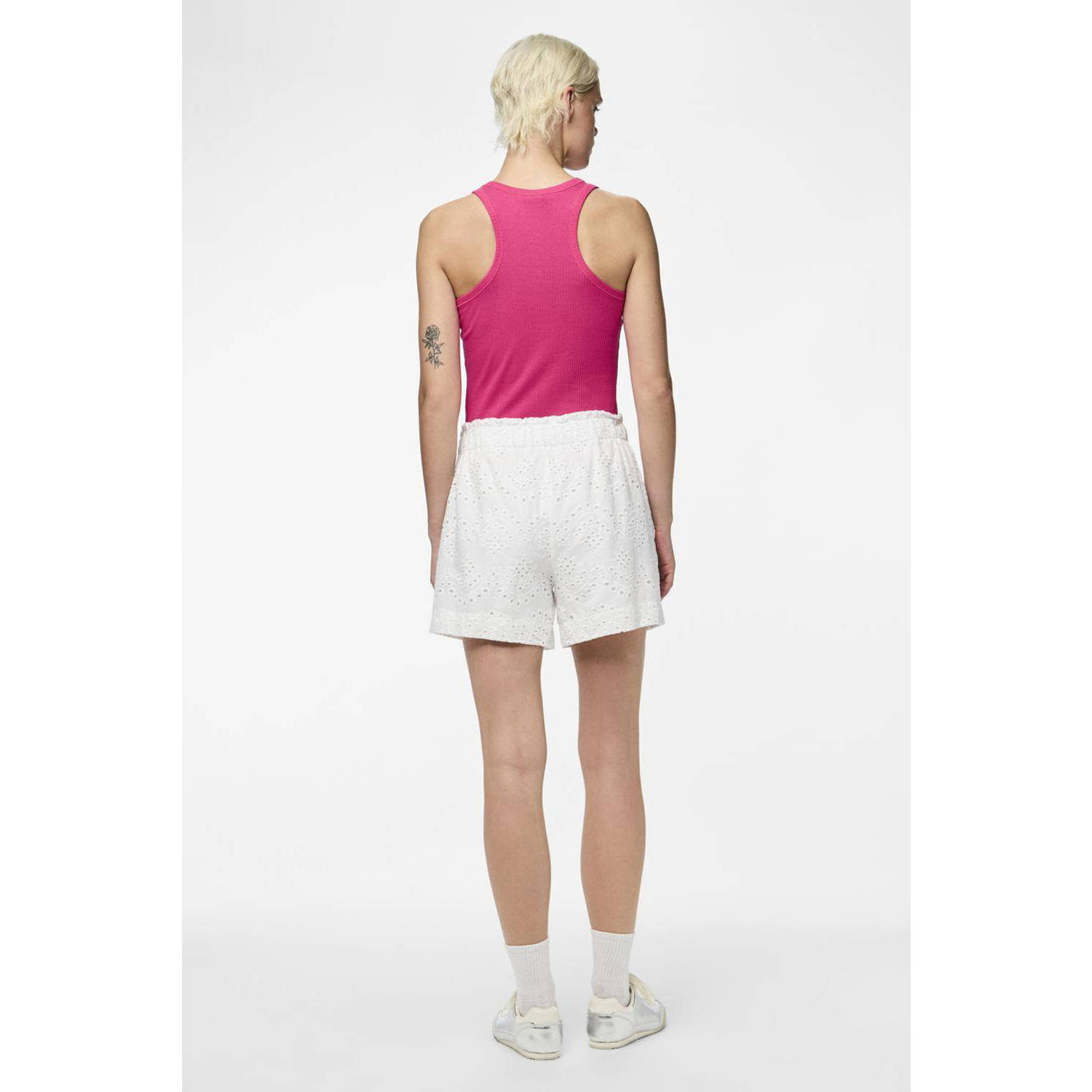 PIECES regular waist casual short wit broderie