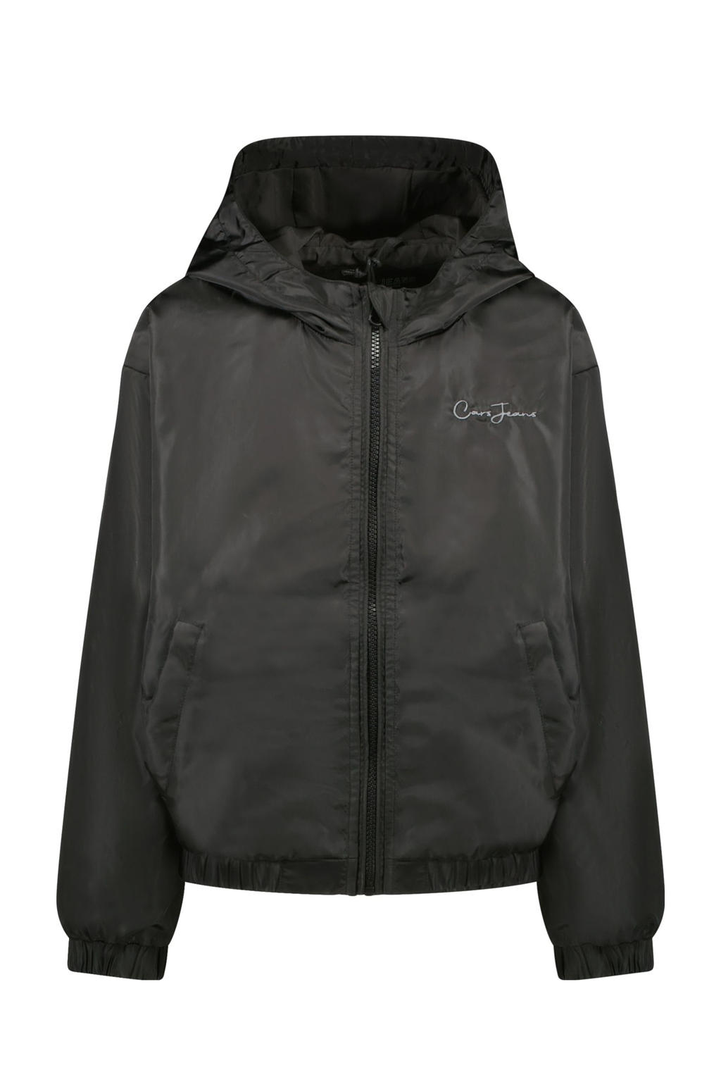 Zwarte meisjes Cars jack van polyester met effen, lange mouwen, capuchon en ritssluiting