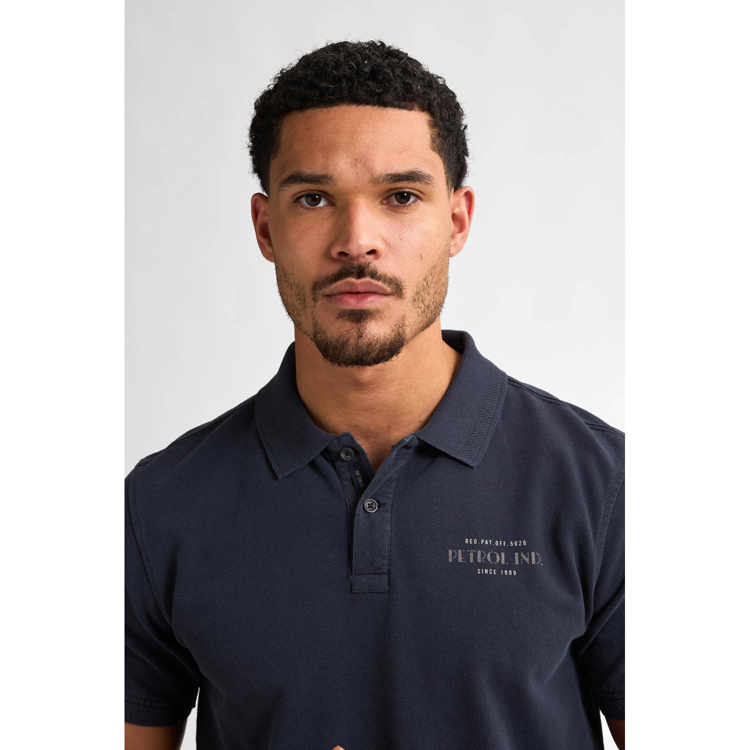 Petrol Industries regular polo donkerblauw