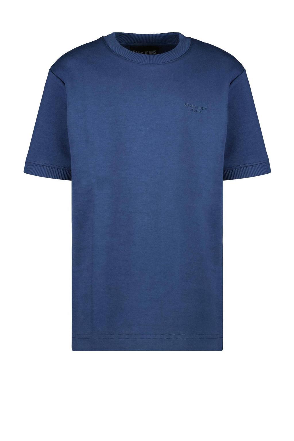 Marineblauw jongens Cars T-shirt blauw van katoen met logo dessin, korte mouwen en ronde hals