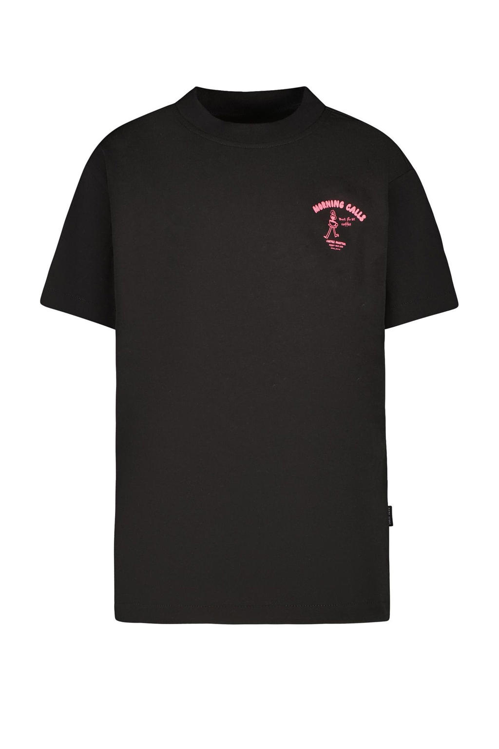 Zwart en roze jongens Cars T-shirt van katoen met backprint, korte mouwen en ronde hals