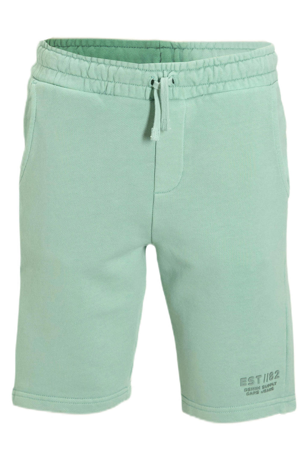 Mintgroene jongens Cars regular sweatshort van katoen met elastische tailleband met koord en effen