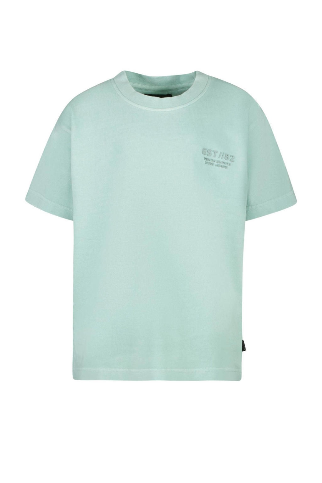 Mintgroene jongens Cars T-shirt van katoen met backprint, korte mouwen en ronde hals