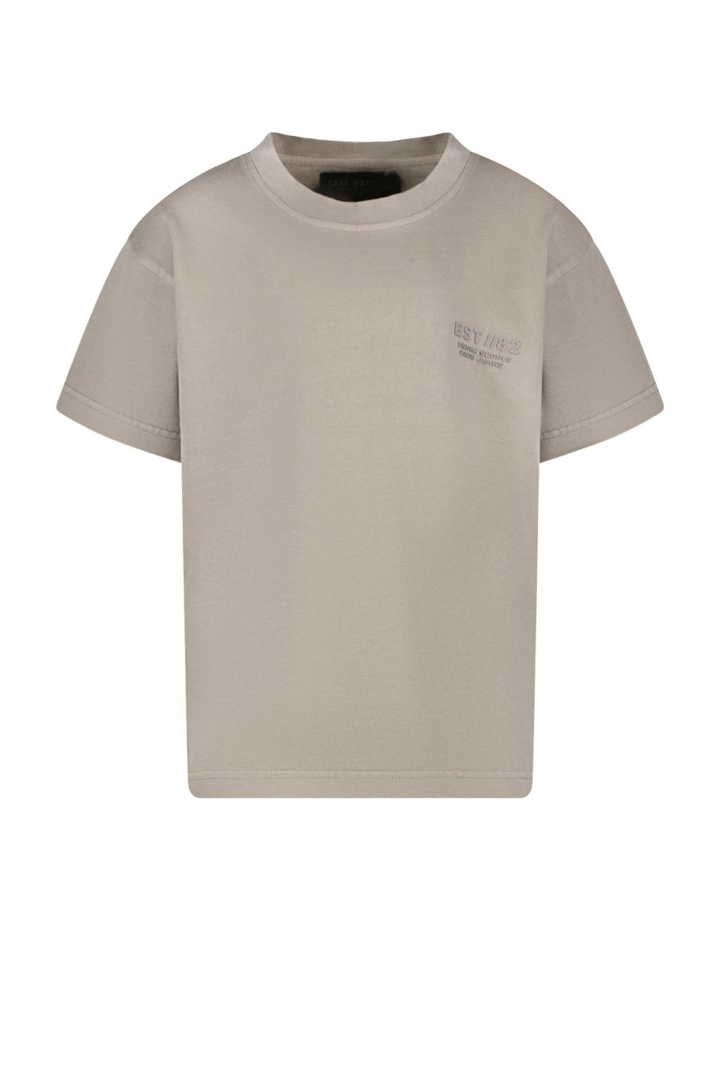 Taupe jongens Cars T-shirt van katoen met logo dessin, korte mouwen en ronde hals