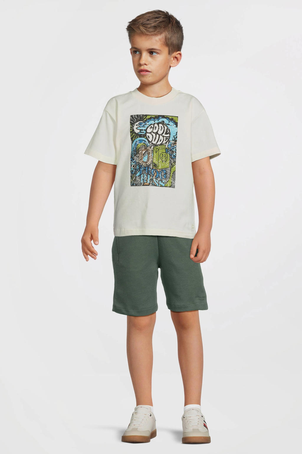 Grijze jongens Cars regular sweatshort van katoen met elastische tailleband en effen