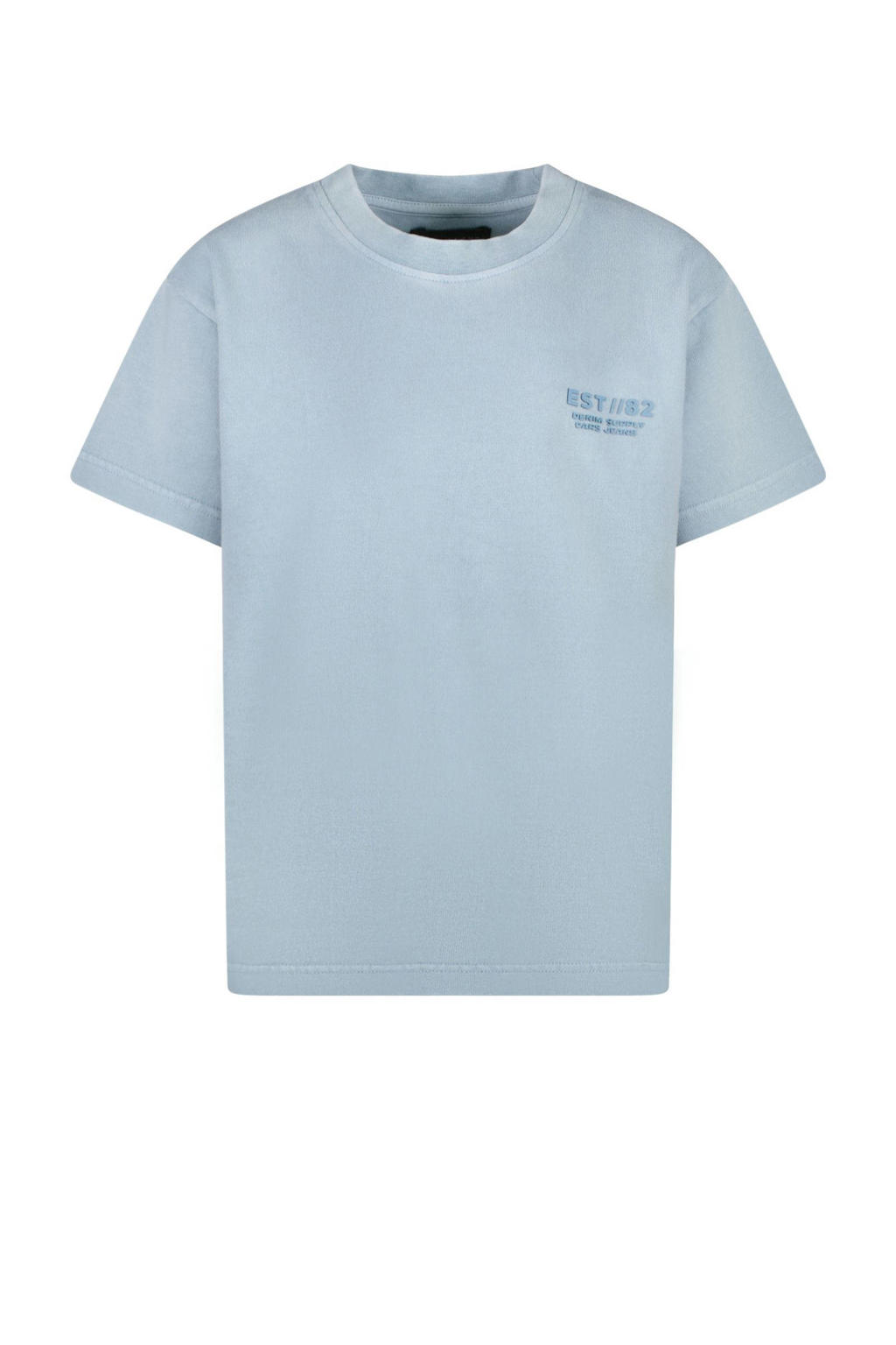 Grijsblauwe jongens Cars T-shirt blauw van katoen met logo dessin, korte mouwen en ronde hals