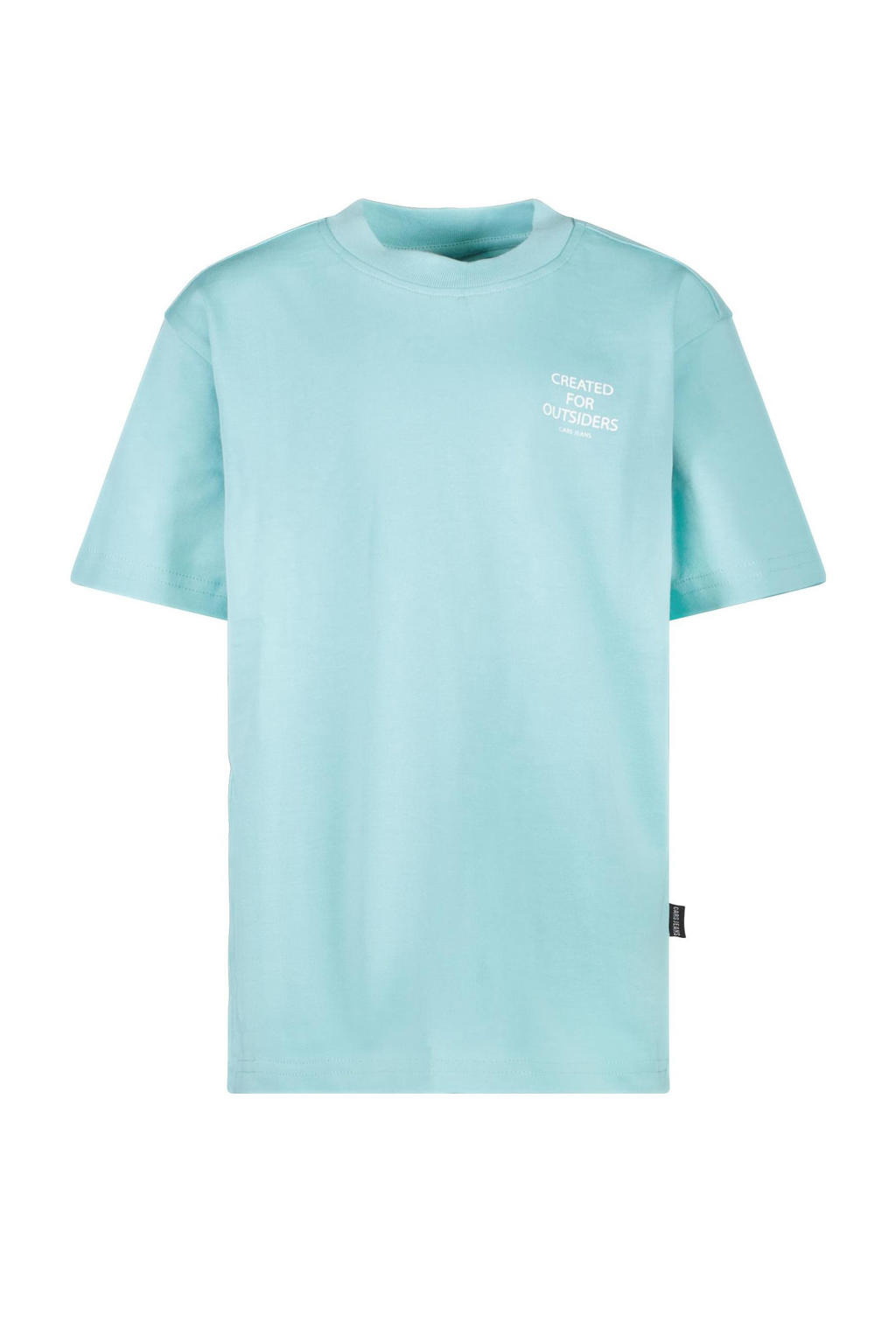 Lichtblauw en witte jongens Cars T-shirt van katoen met backprint, korte mouwen en ronde hals