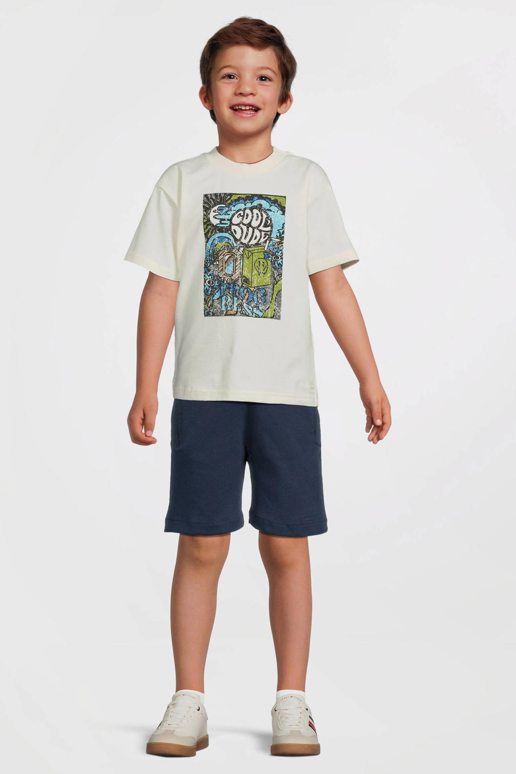 Blauwe jongens Cars regular sweatshort van katoen met elastische tailleband en effen