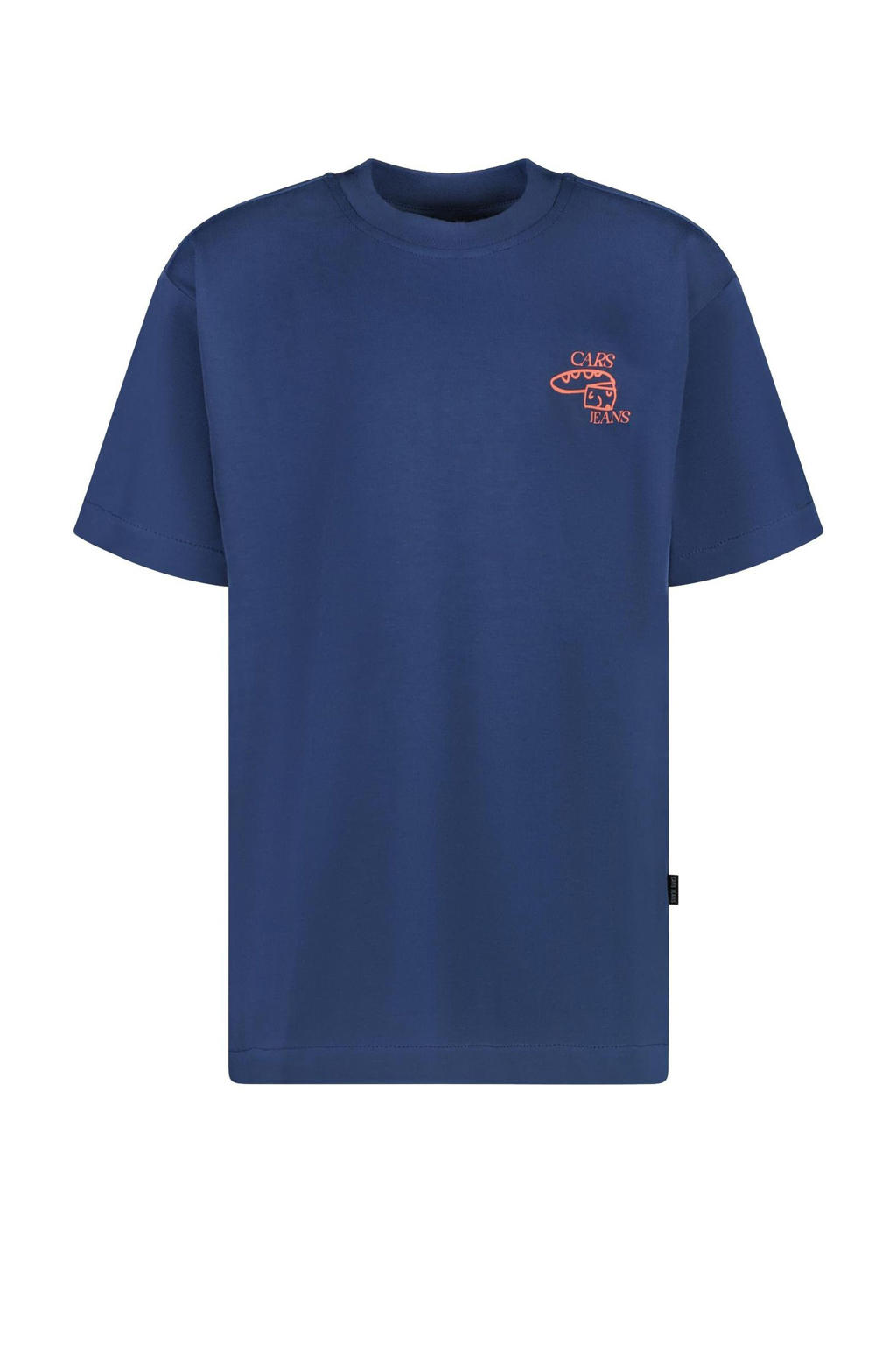 Blauw en oranje jongens Cars T-shirt van katoen met backprint, korte mouwen en ronde hals