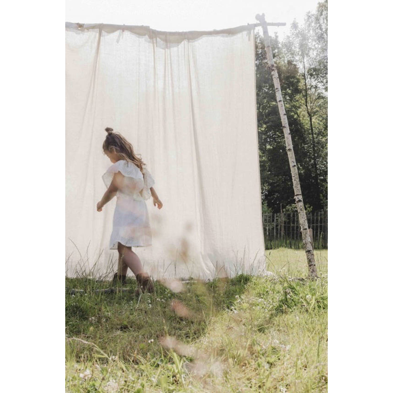 LOOXS little zomerjurk broderie wit