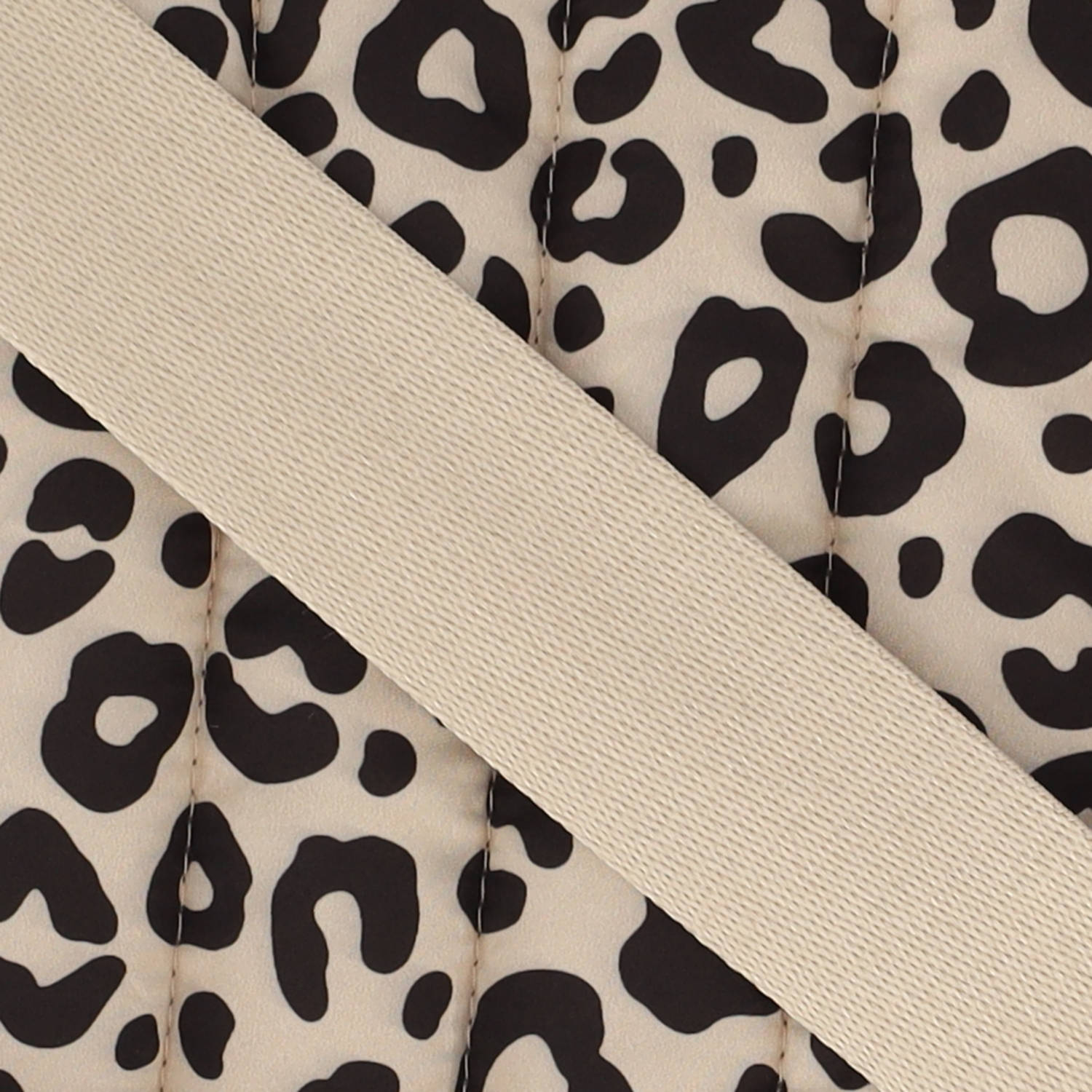 Sarlini doorgestikte crossbody tas met panterprint beige zwart
