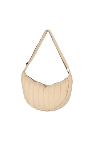 doorgestikte crossbody tas beige