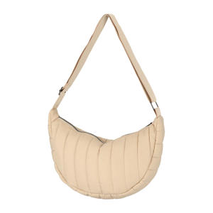 doorgestikte crossbody tas beige