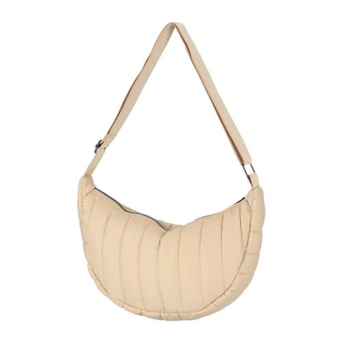 Sarlini doorgestikte crossbody tas beige afbeelding