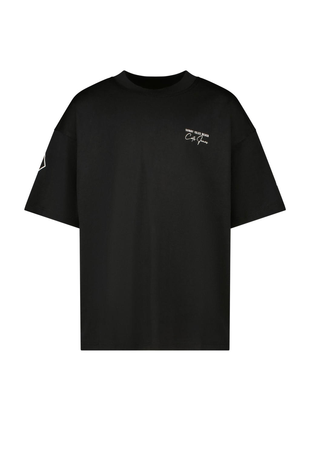 Zwart en witte meisjes Cars T-shirt van katoen met backprint, korte mouwen en ronde hals