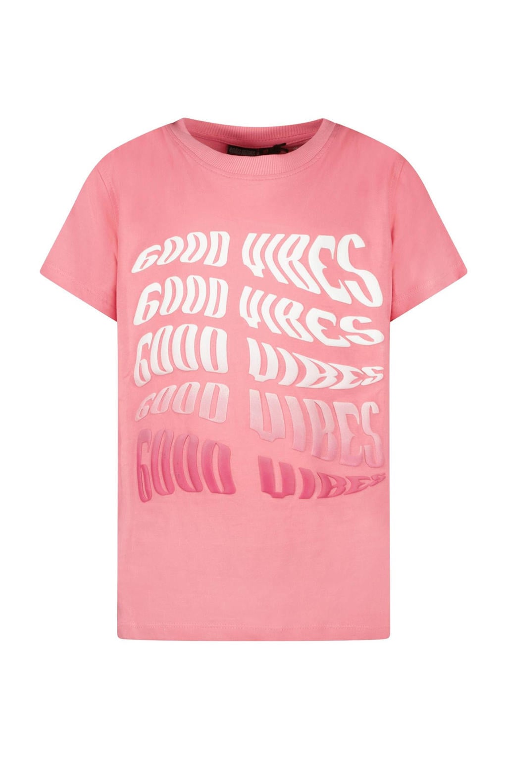 Roze en witte meisjes Cars T-shirt van katoen met printopdruk, korte mouwen en ronde hals