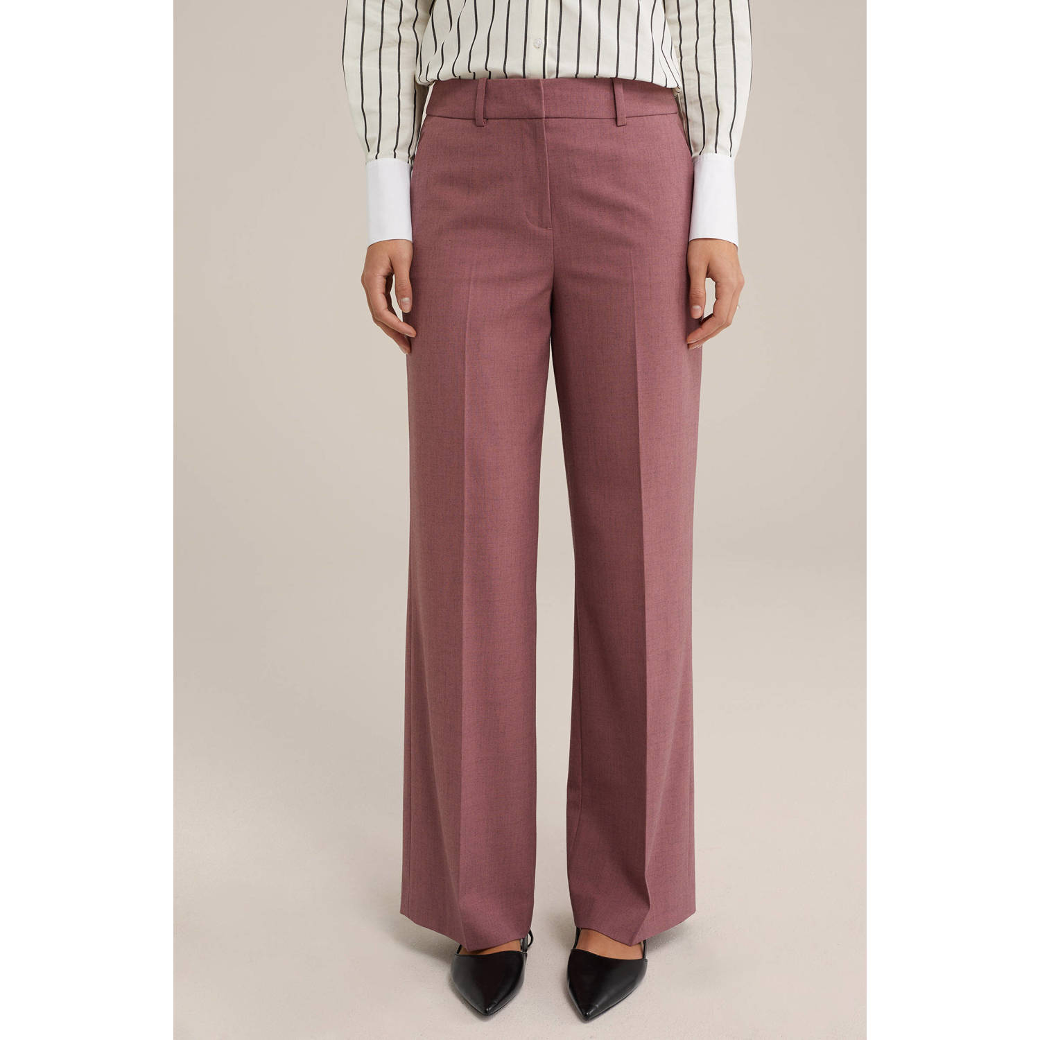 WE Fashion regular waist pantalon donkerrood