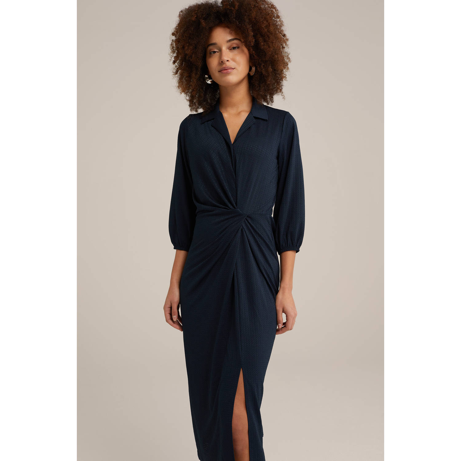 WE Fashion wikkel- overslagjurk donkerblauw
