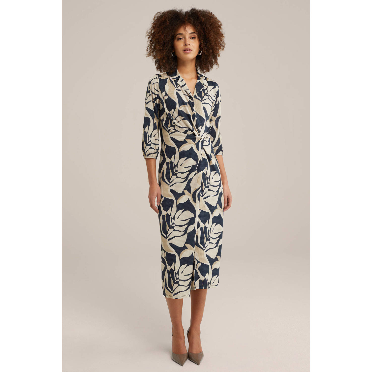 WE Fashion wikkel- overslagjurk beige