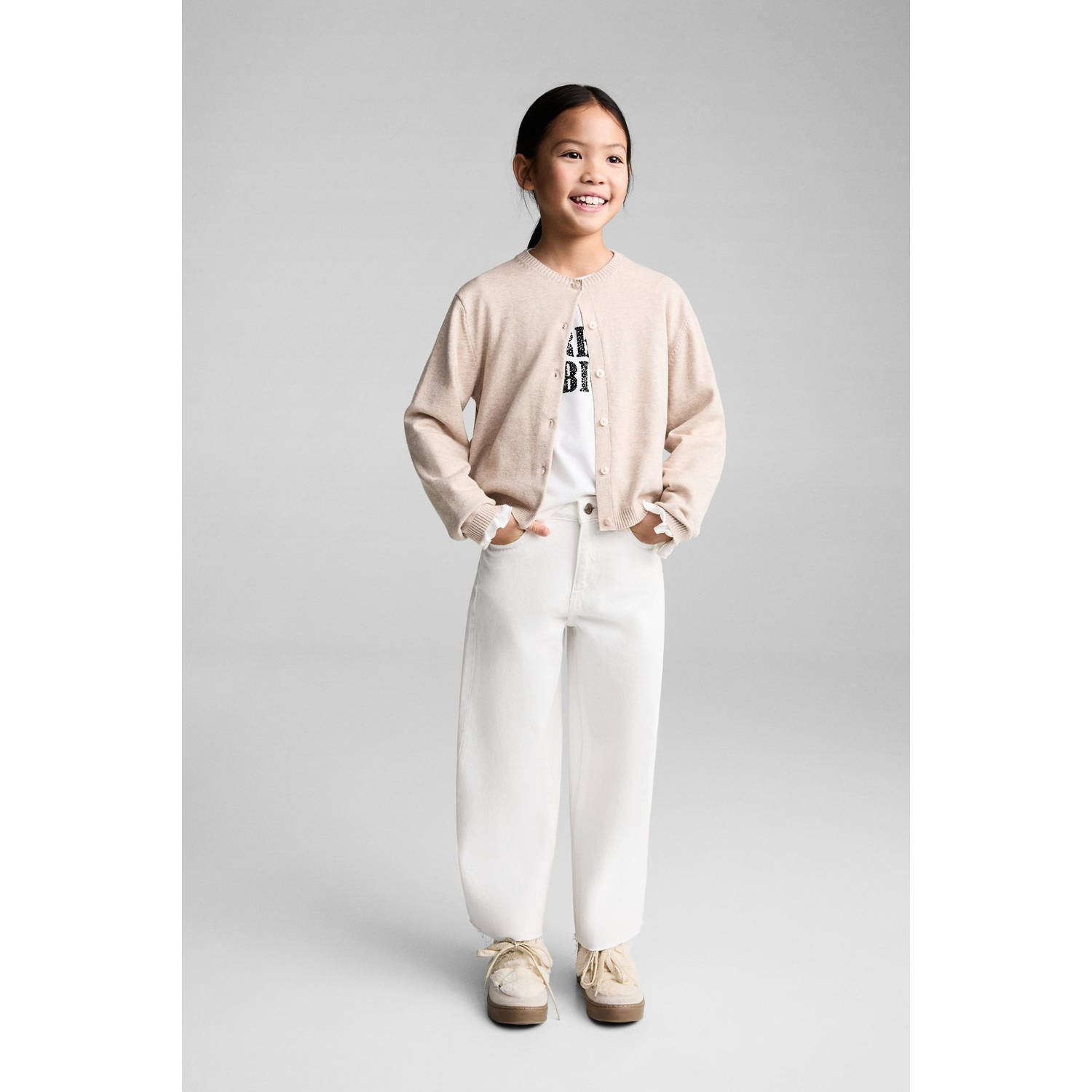 Mango Kids wide leg jeans wit