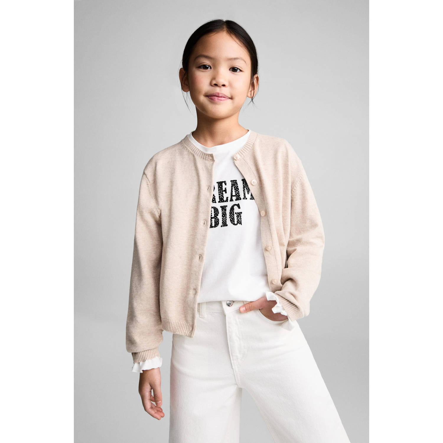 Mango Kids wide leg jeans wit