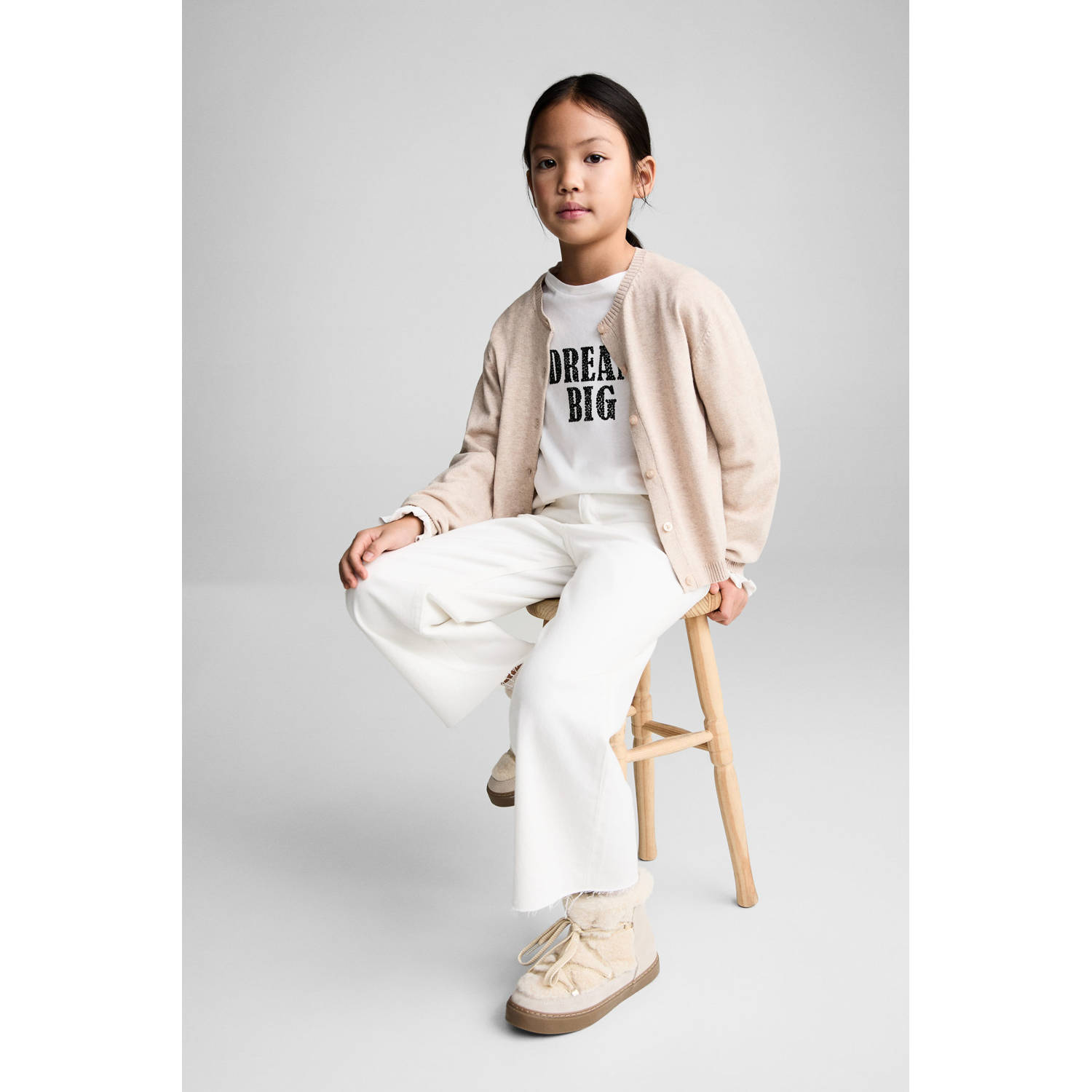 Mango Kids wide leg jeans wit