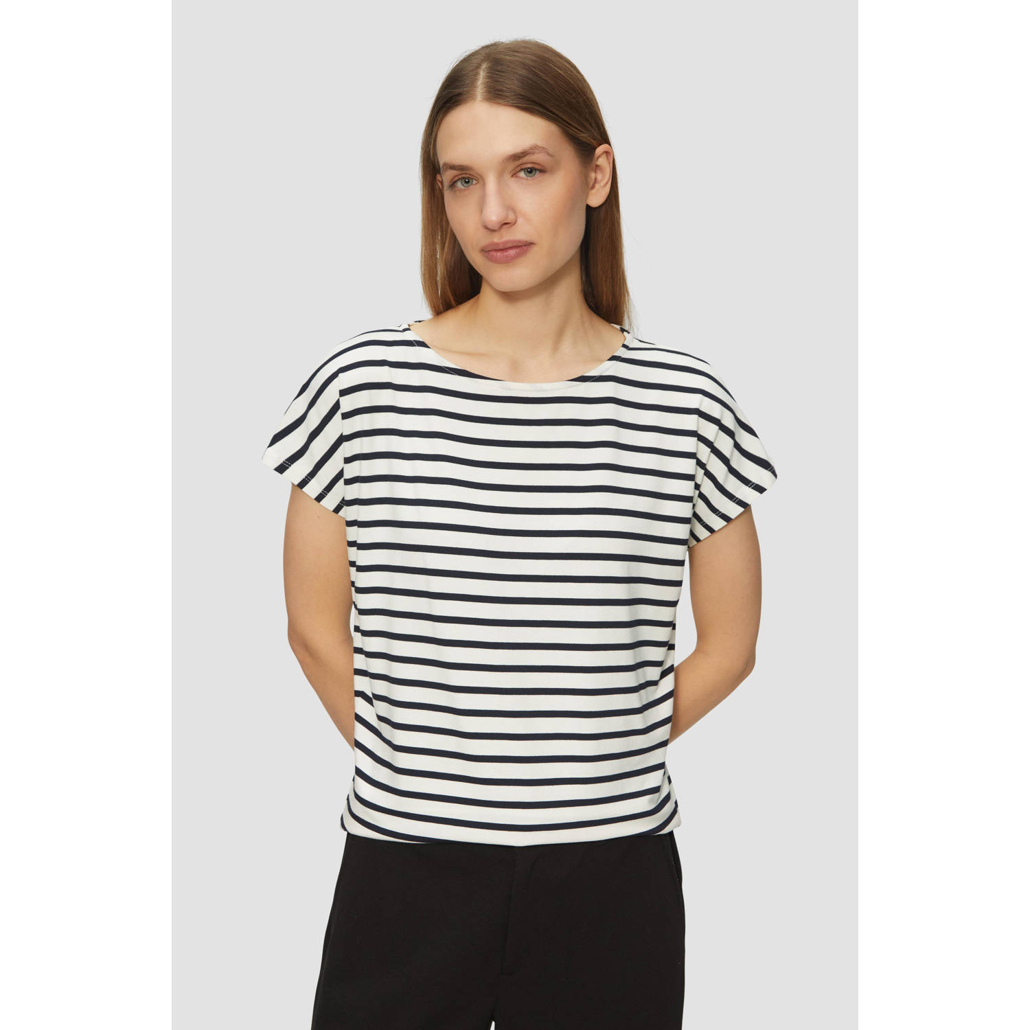 S.Oliver RED LABEL Relaxed fit T-shirt in mix van viscose en elastaan
