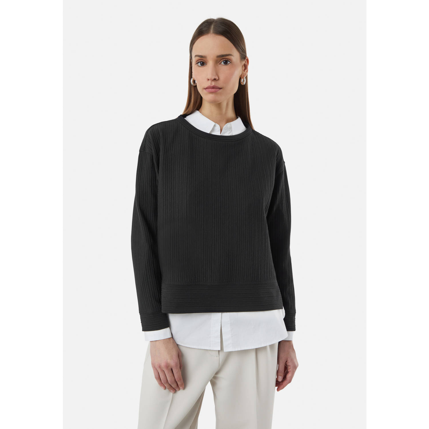 Comma casual identity sweater zwart