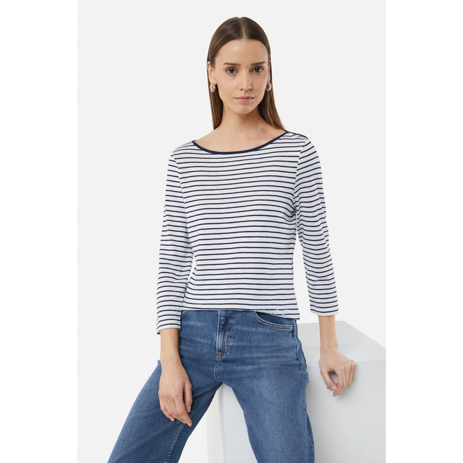 Comma casual identity top donkerblauw