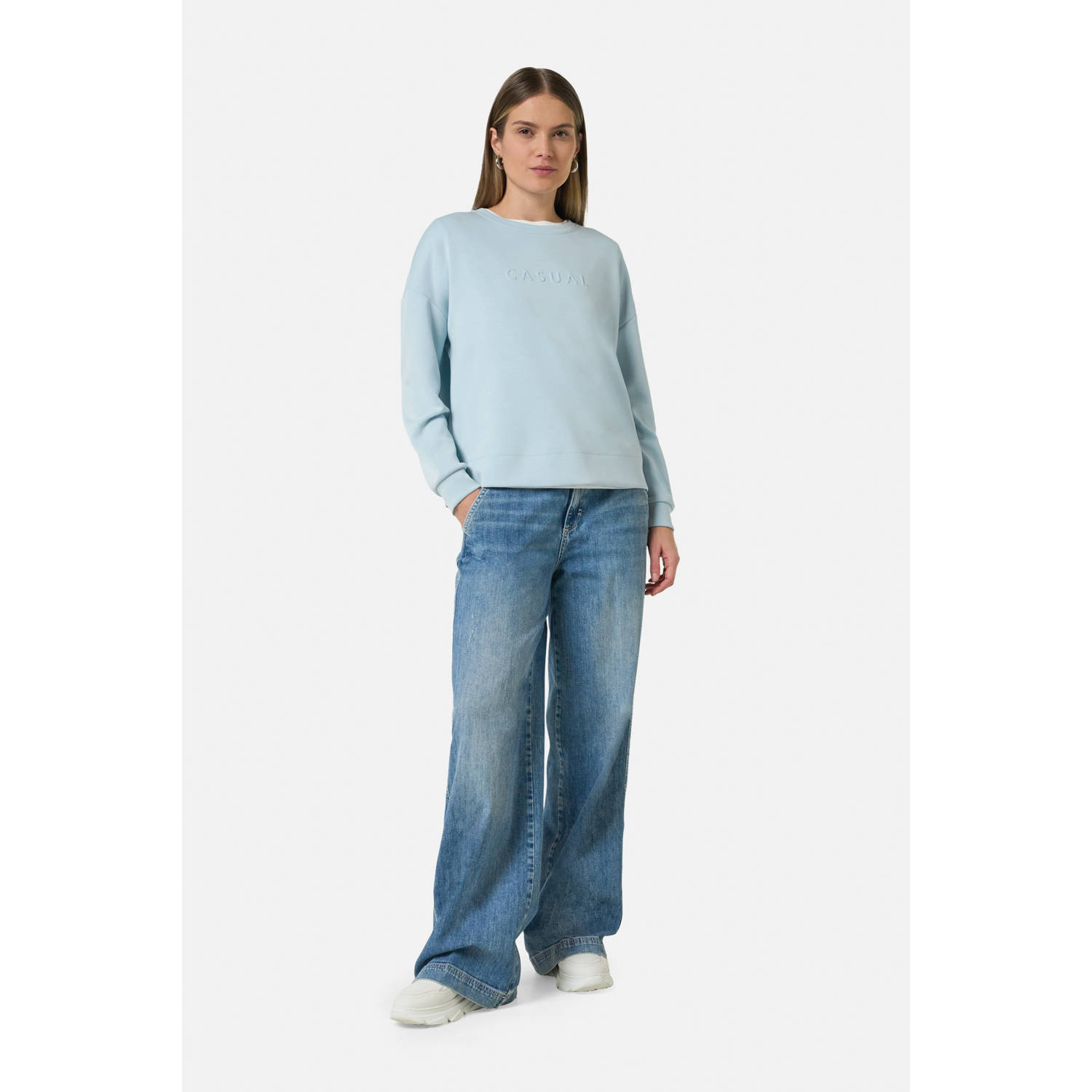 comma casual identity sweater lichtblauw