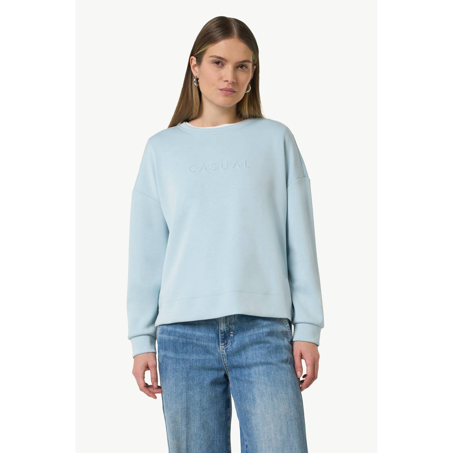 Comma casual identity sweater lichtblauw
