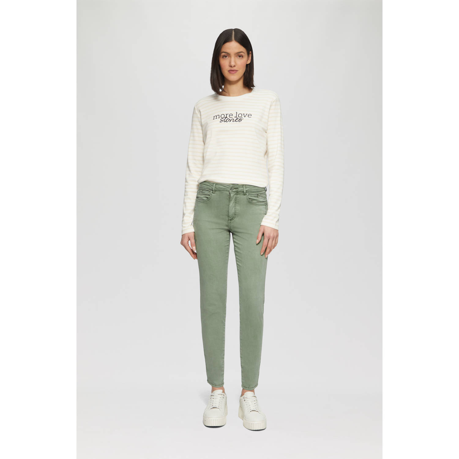 s.Oliver slim regular waist casual broek groen