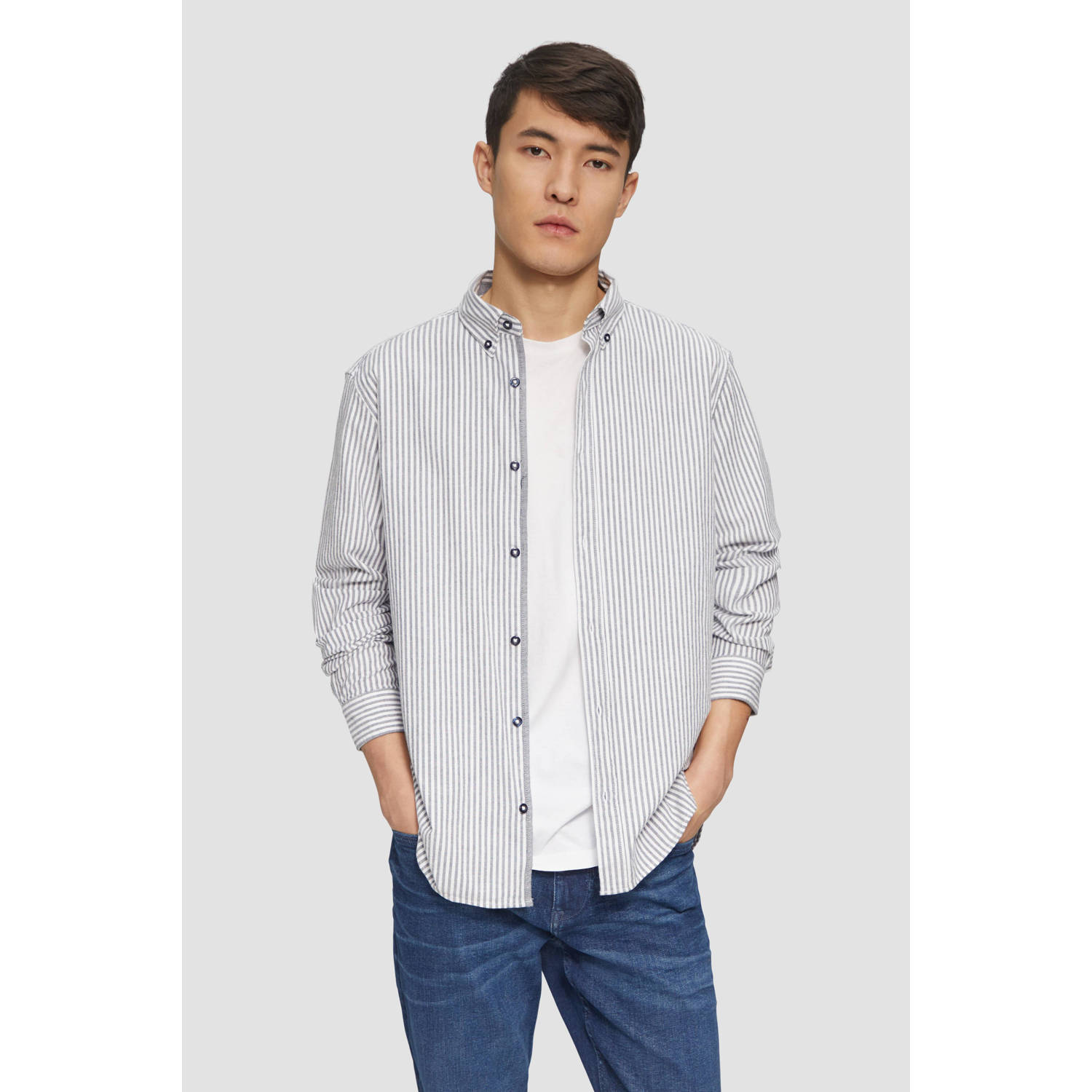 S.Oliver casual overhemd donkerblauw