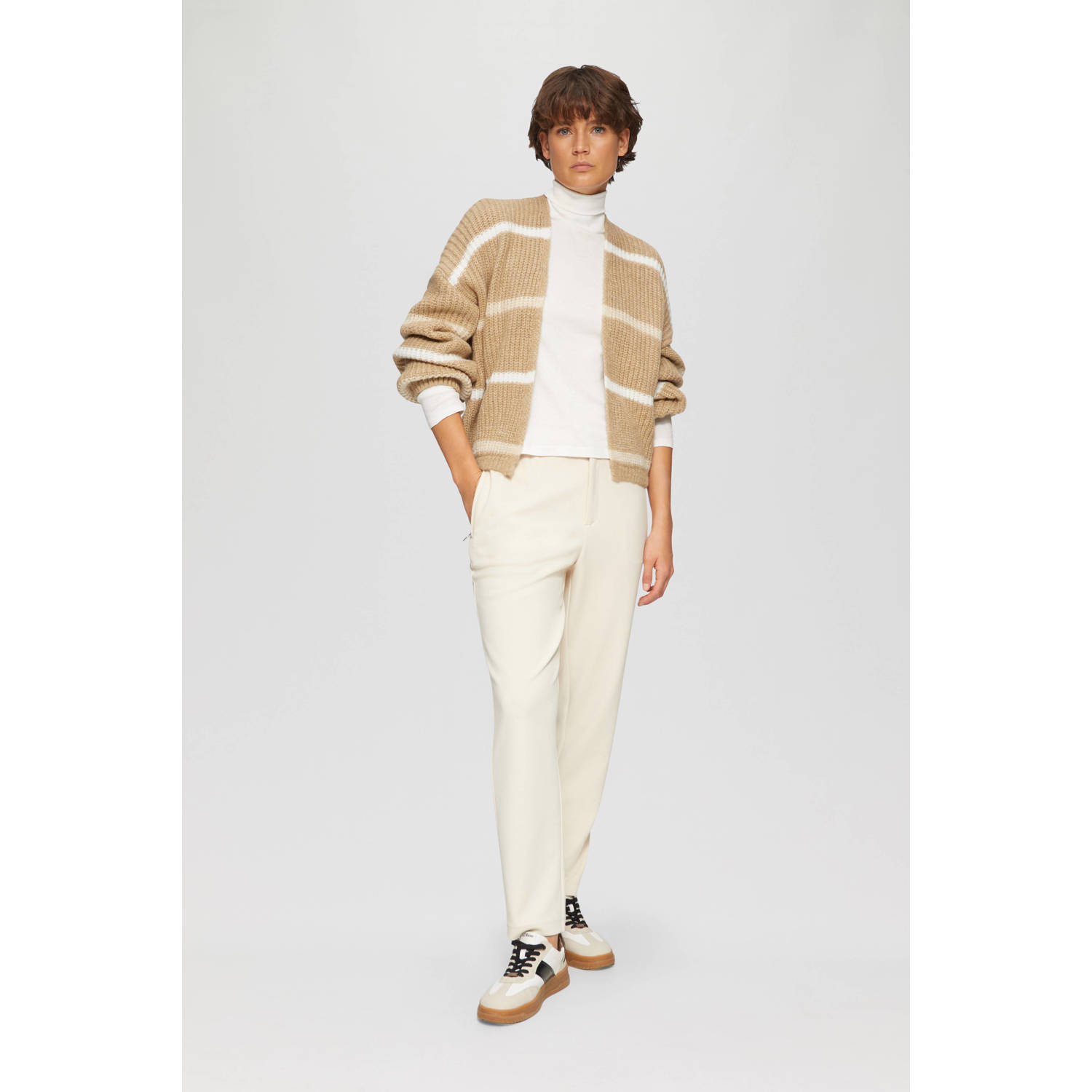 s.Oliver vest beige rib gebreid