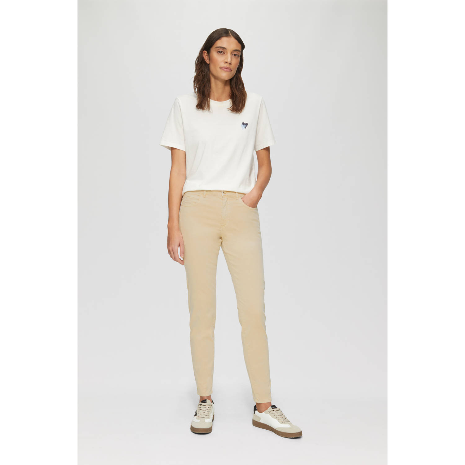s.Oliver slim regular waist casual broek beige