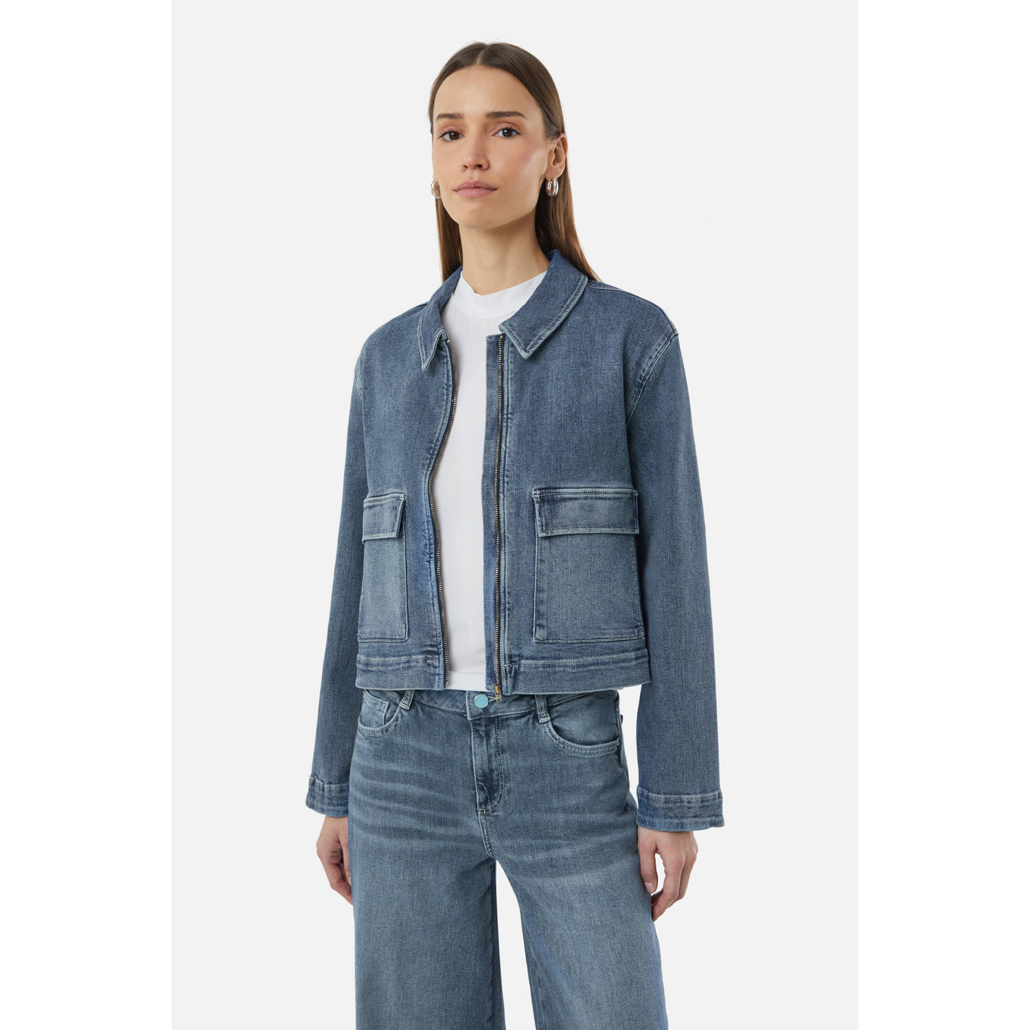 Comma casual identity spijkerjas medium blue denim
