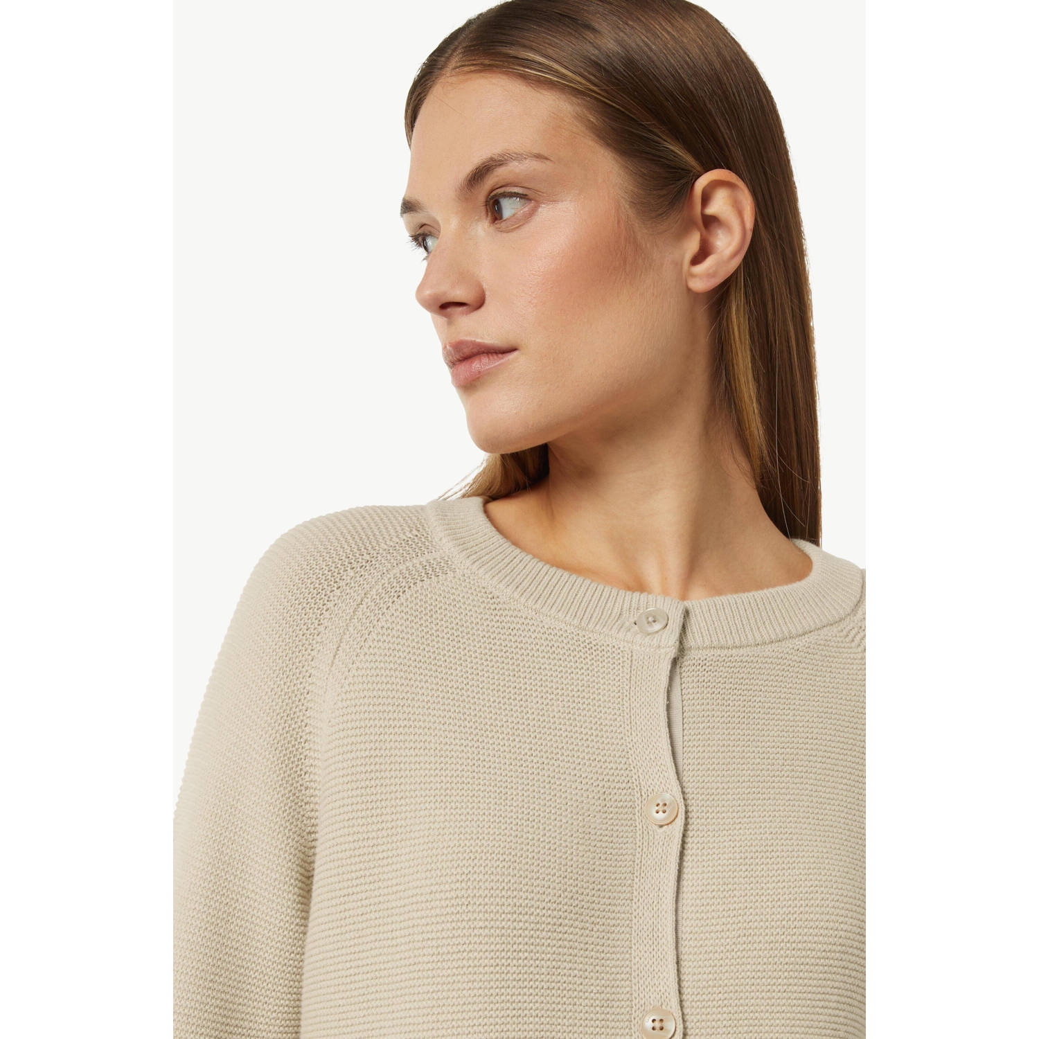 comma casual identity vest lichtbruin gebreid