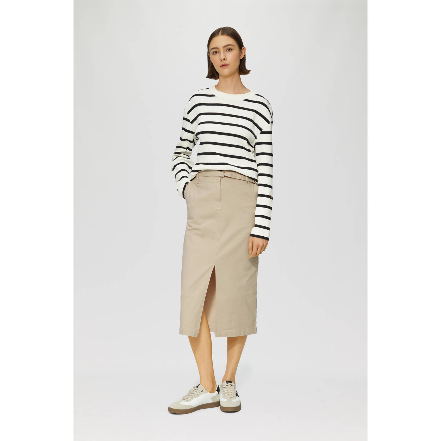 S.Oliver RED LABEL Slanke midirok van keperstof in jeanslook