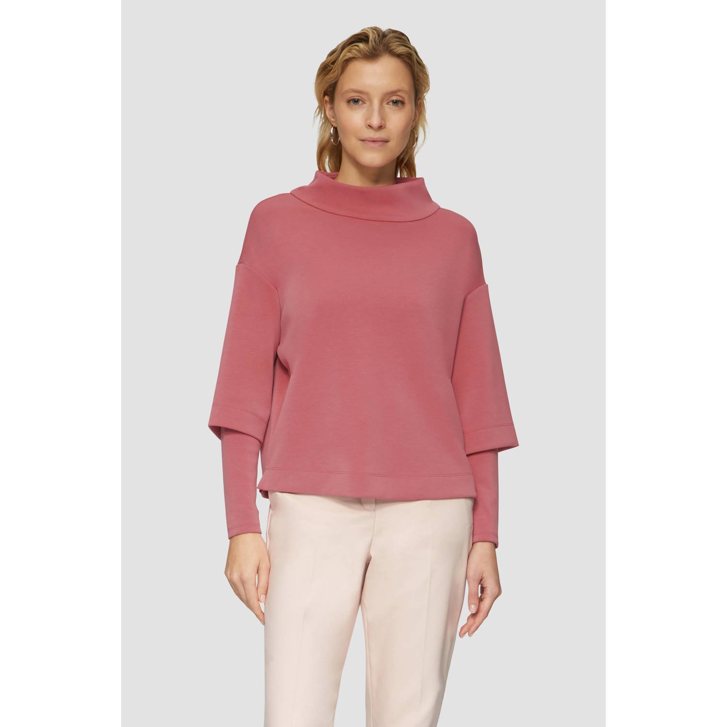 S.Oliver Gelaagde Scuba Sweatshirt met Opstaande Kraag Pink Dames
