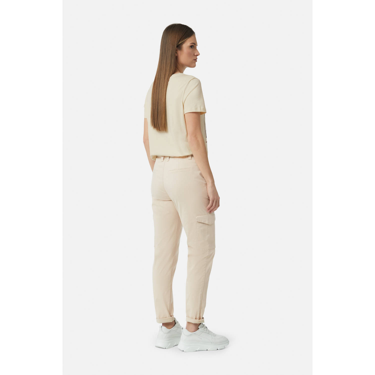 comma casual identity slim regular waist cargo broek beige